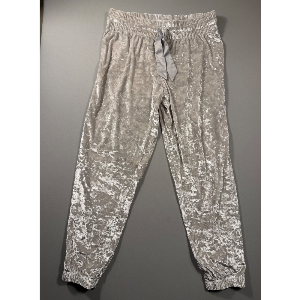 Victorias Secret Silver Crushed Velvet Pajama Joggers Pants M